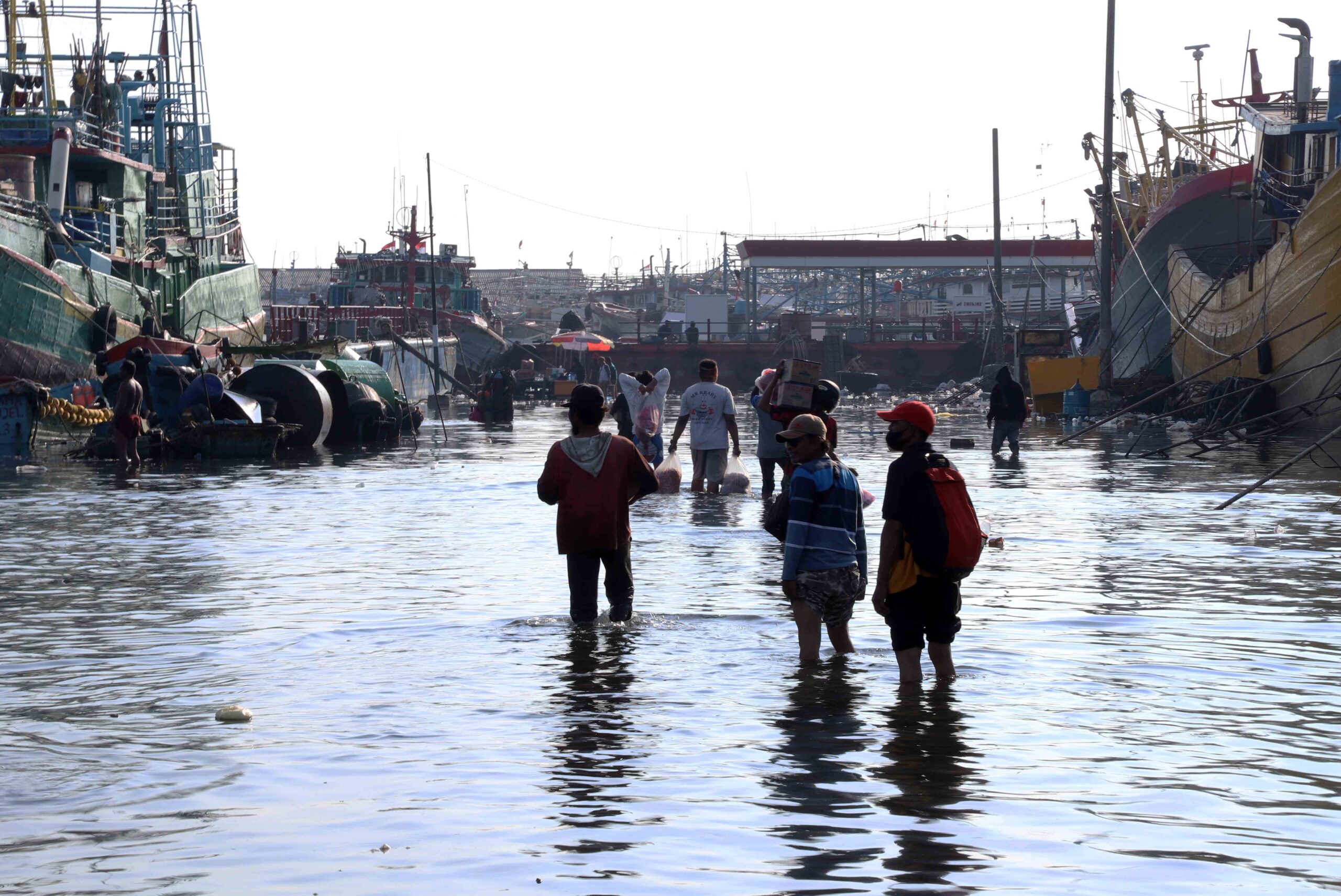 Banjir ROB sering melanda di kawasan Pelabuhan Muara Baru, Penjaringan, Jakarta Utara. | Foto: Media Asuransi/Arief Wahyudi