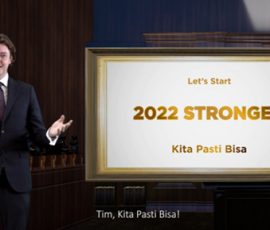 David Nolan, Country Manager &Direktur Utama Allianz Life Indonesia memberikan sambutan pada acara Allianz Indonesia Bancassurance Virtual Kick Off 2022.