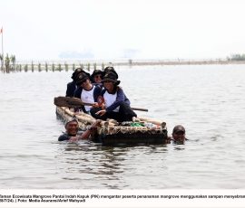 Pekerja Taman Ecowisata Mangrove. | Foto: Media Asuransi/Arief Wahyudi